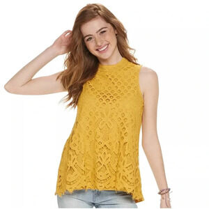 Juniors' Rewind Lace Front Tank Top NWT Large